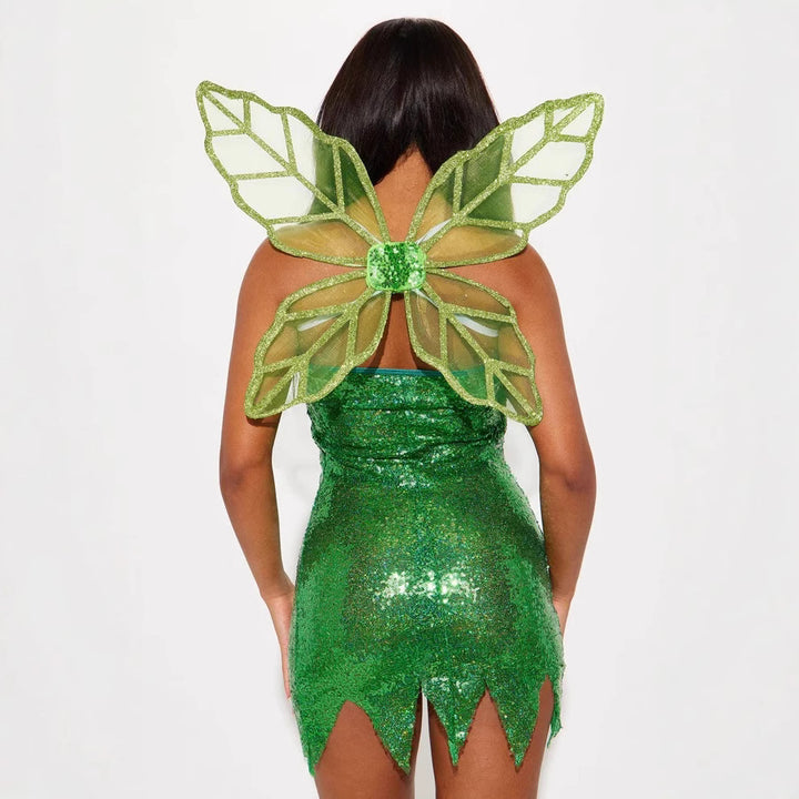 Damen Funkelndes Feenkleid mit schulterfreiem Schnitt und transparenten Flügeln Echo Archiv