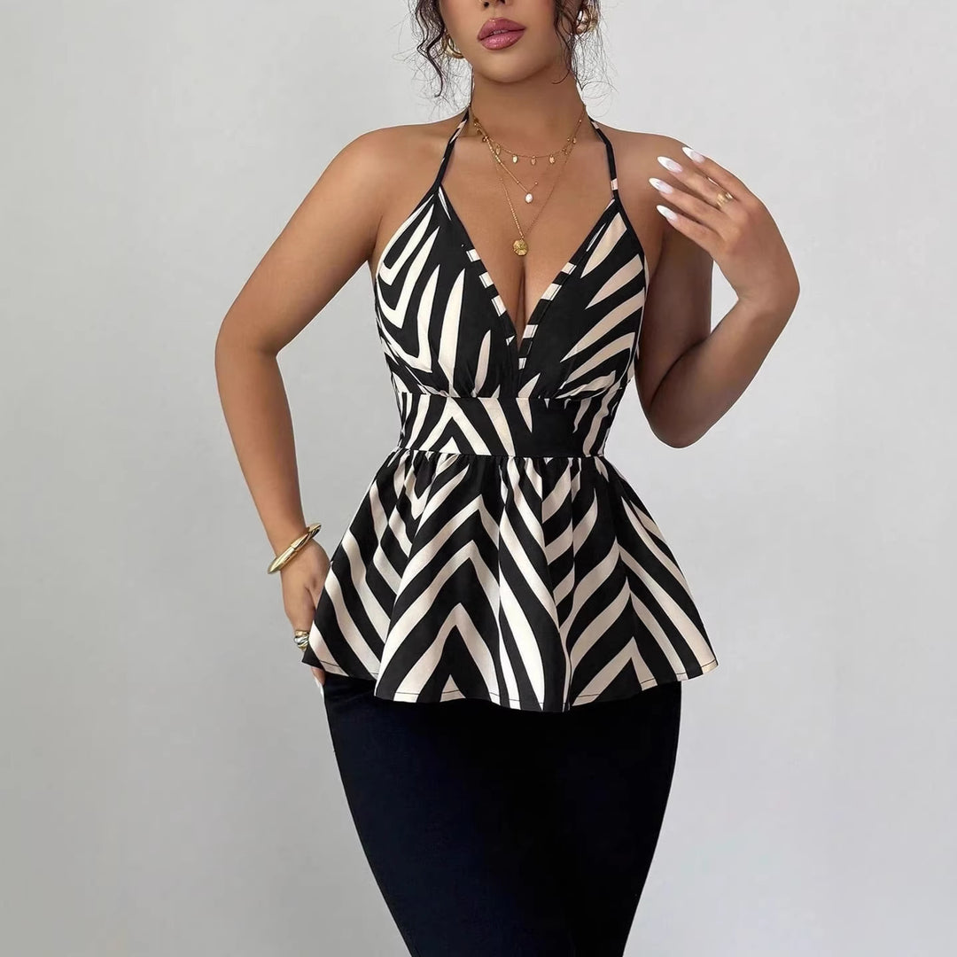 Damen Peplum-Top mit dekorativem V-Ausschnitt Echo Archiv