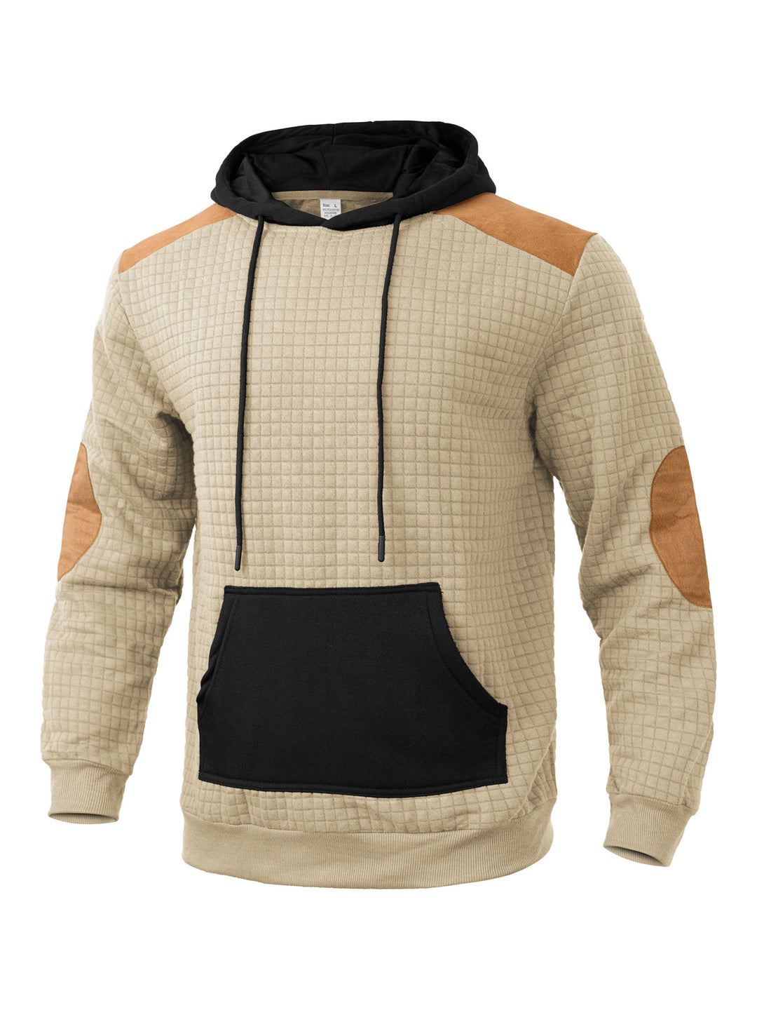 Herren modischer Kapuzenpullover mit strukturiertem Design und Kunstlederakzenten Echoarchiv