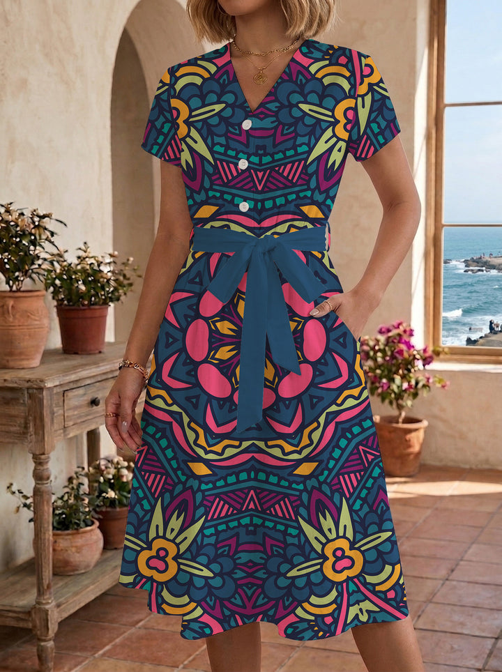 Damen Midi-Kleid mit floralem Design und bequemer Passform Echo Archiv