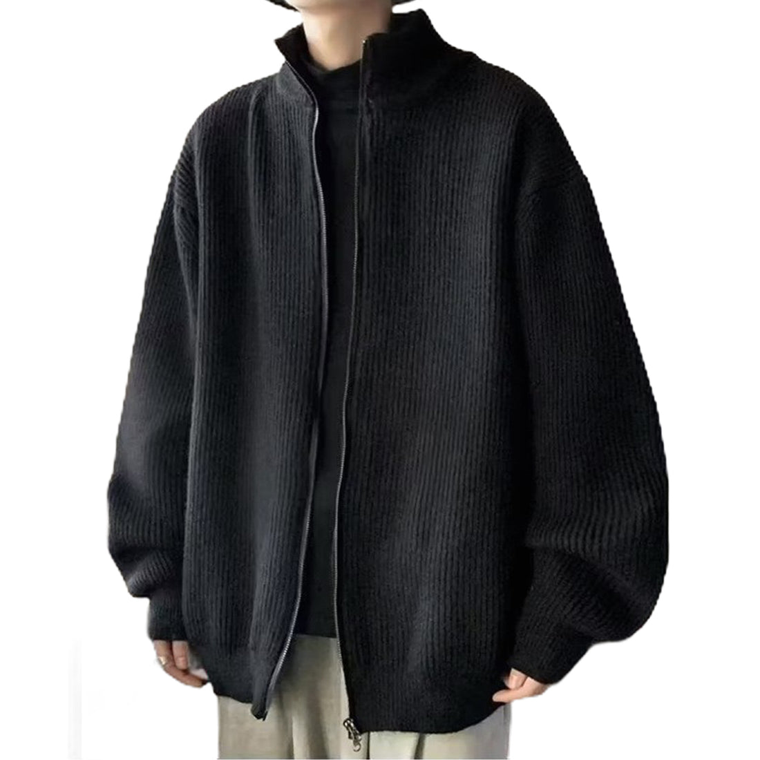 Herren Übergroße Strickjacke mit Stehkragen Echo Archiv