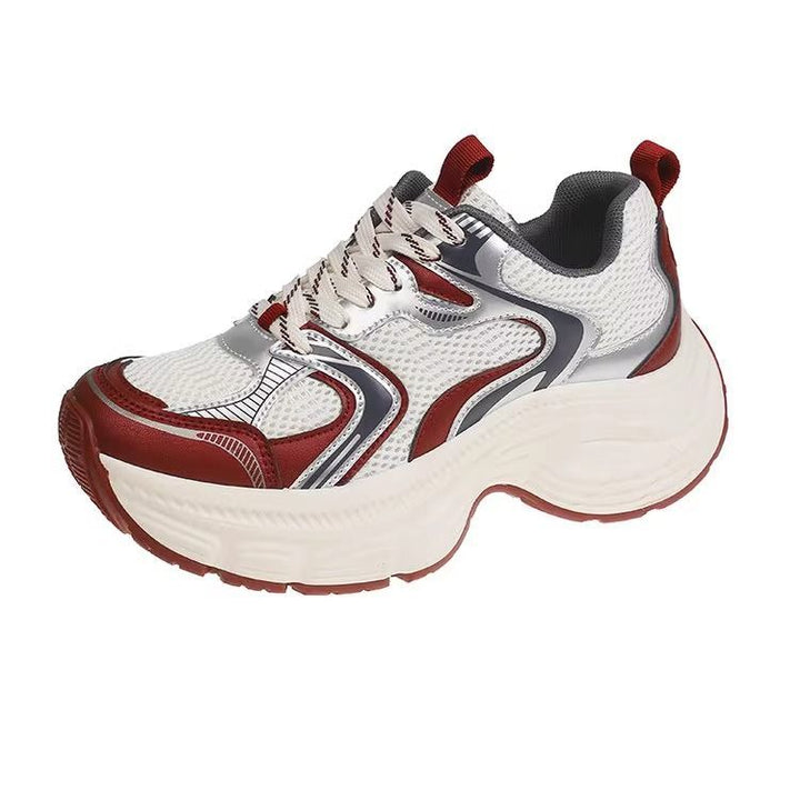 Damen Voluminöse Chunky‑Sneaker mit atmungsaktivem Mesh‑PU‑Mix und skulpturierter Wedge‑Sohle – Névara
