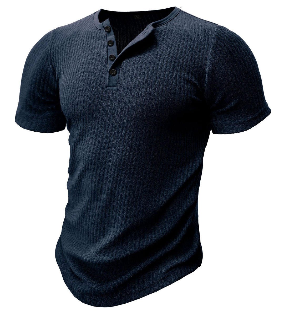 Herren Kurzarm-Henley Shirt mit strukturierter Oberfläche Echoarchiv