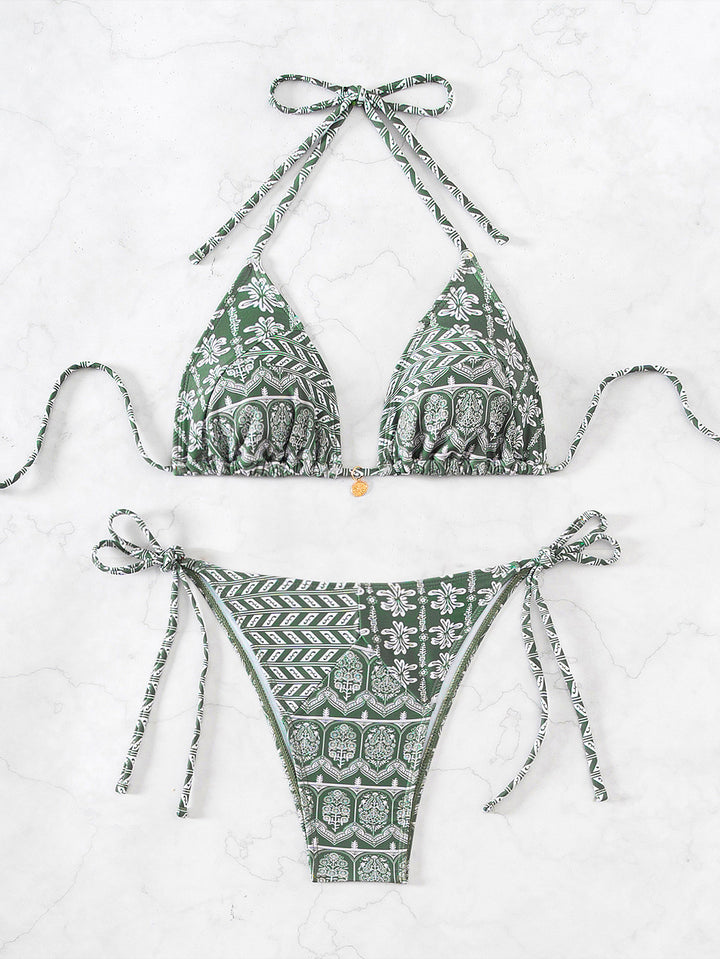 Damen Triangel-Bikini mit verspielt floralem Design und bindbaren Trägern Echo Archiv