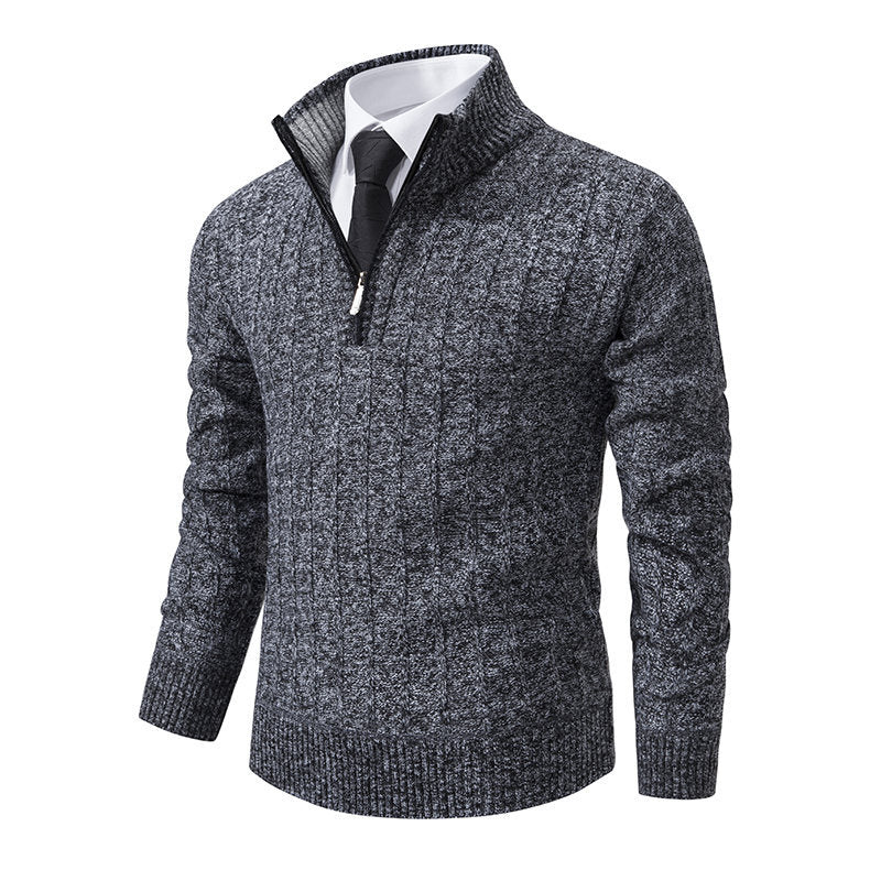Herren eleganter Strickpullover mit halbem Reißverschluss Echoarchiv