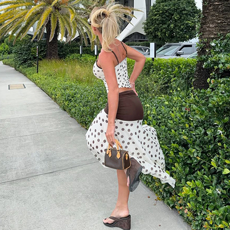 Damen Verspieltes Polka Dot Kleid mit Rüschenelementen und elastischem Taillenband Echo Archiv
