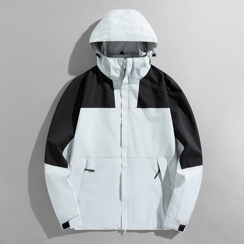 Herren Colorblock Wind- und Wasserabweisende Kapuzenjacke mit atmungsaktiver Softshell-Membran Echoarchiv