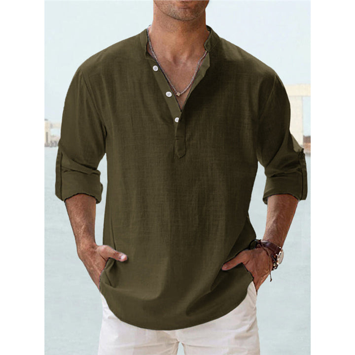 Herren Langarm Henley-Shirt mit lässigem Knopfverschluss und hochwertiger Baumwolle Echoarchiv