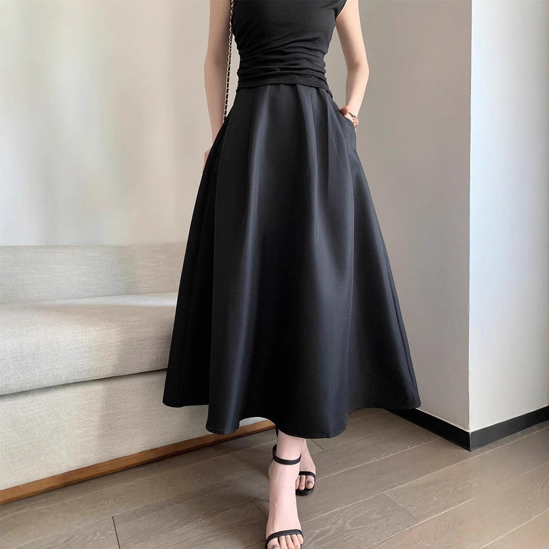 Damen Elegantes Langes Kleid mit Taillengürtel Echoarchiv