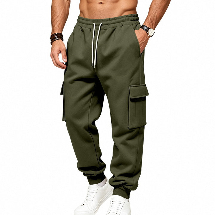 Herren Cargo-Jogginghose aus Sweat mit Kordelzug, elastischen Bündchen und großen Klappentaschen Echoarchiv