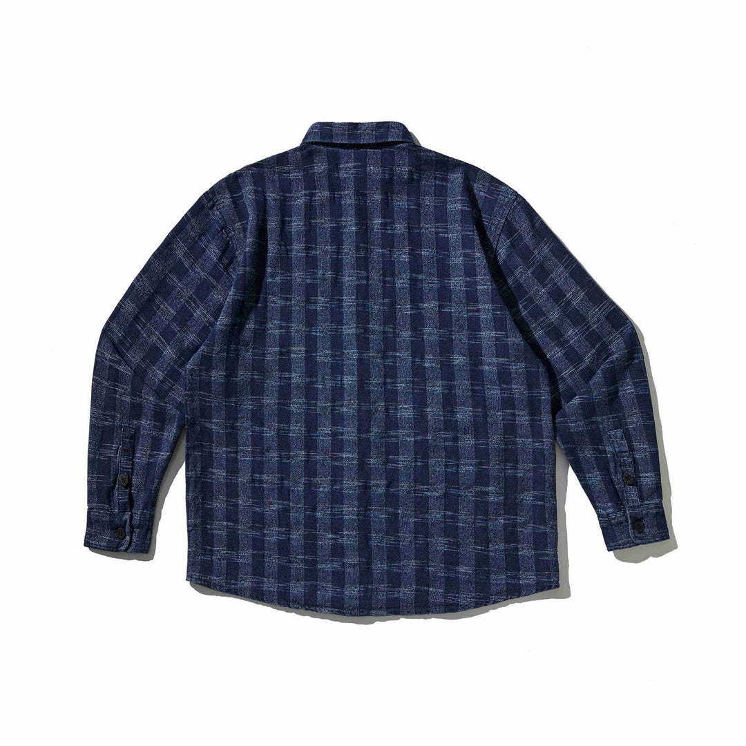 Herren Karo-Denim Hemdjacke mit abgerundetem Saum Echoarchiv