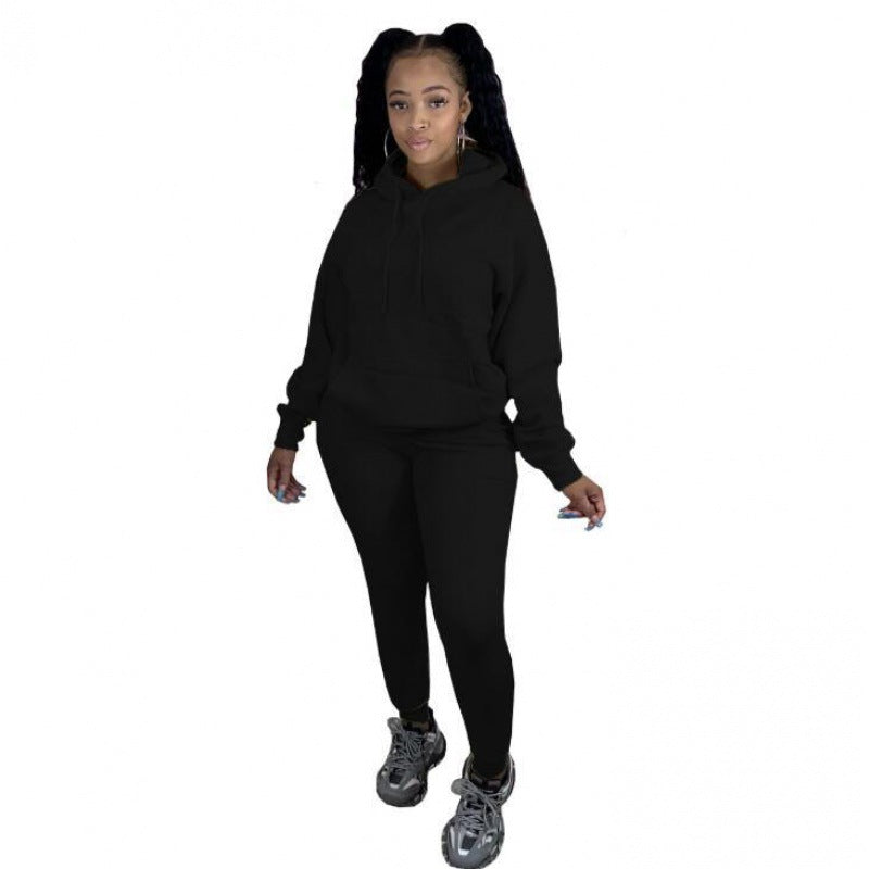 Damen Zweiteiliges Freizeitset mit Oversize Kapuzenpullover und Leggings mit hohem Bund, schmaler Passform – Élanora