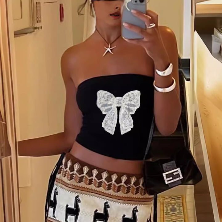 Damen Bandeau-Top mit auffälligem Statement-Aufdruck Echo Archiv
