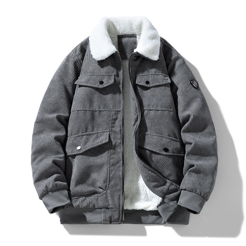 Herren Cord-Fieldjacke mit Teddyfutter, gesteppter Isolierung und Multifachtaschen Echo Archiv