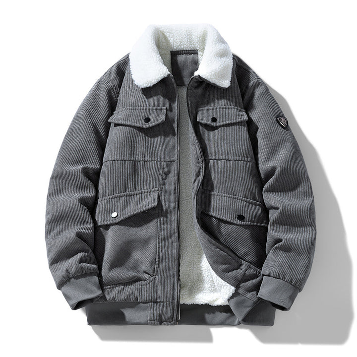 Herren Cord-Fieldjacke mit Teddyfutter, gesteppter Isolierung und Multifachtaschen Echo Archiv