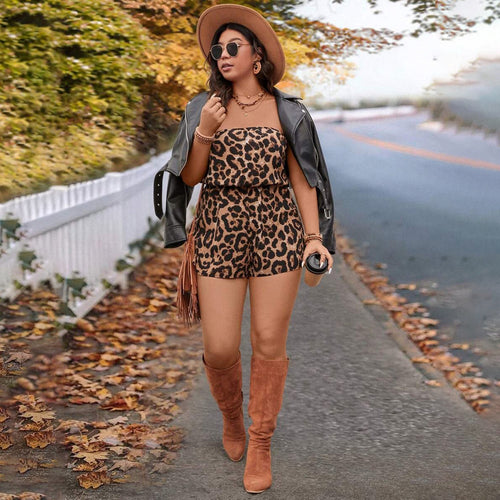 Damen Trägerloser Jumpsuit mit Leopardenmuster Echo Archiv