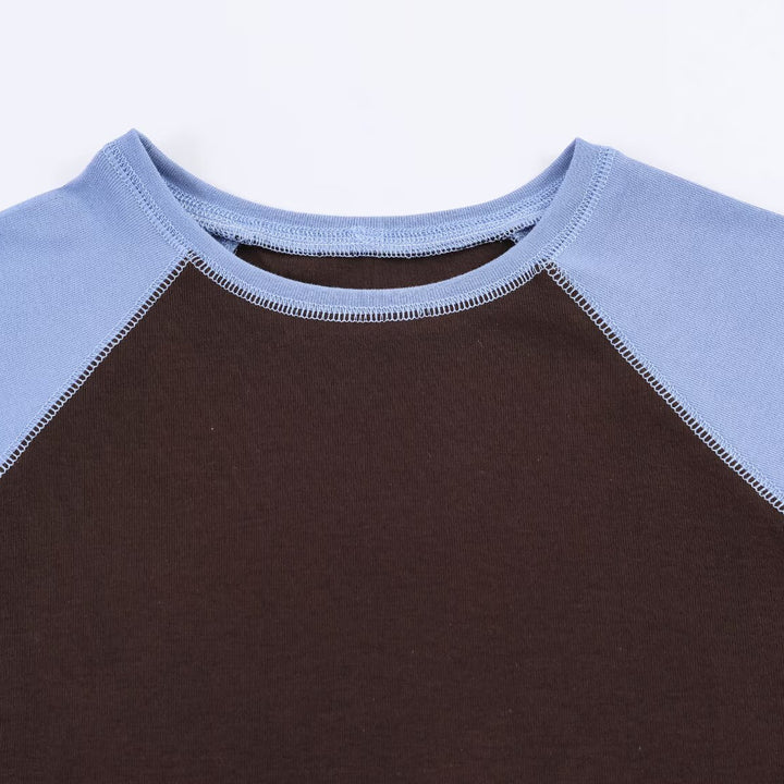 Damen Sportliches T-Shirt mit Kontrastärmeln und lässigem Schnitt Echo Archiv