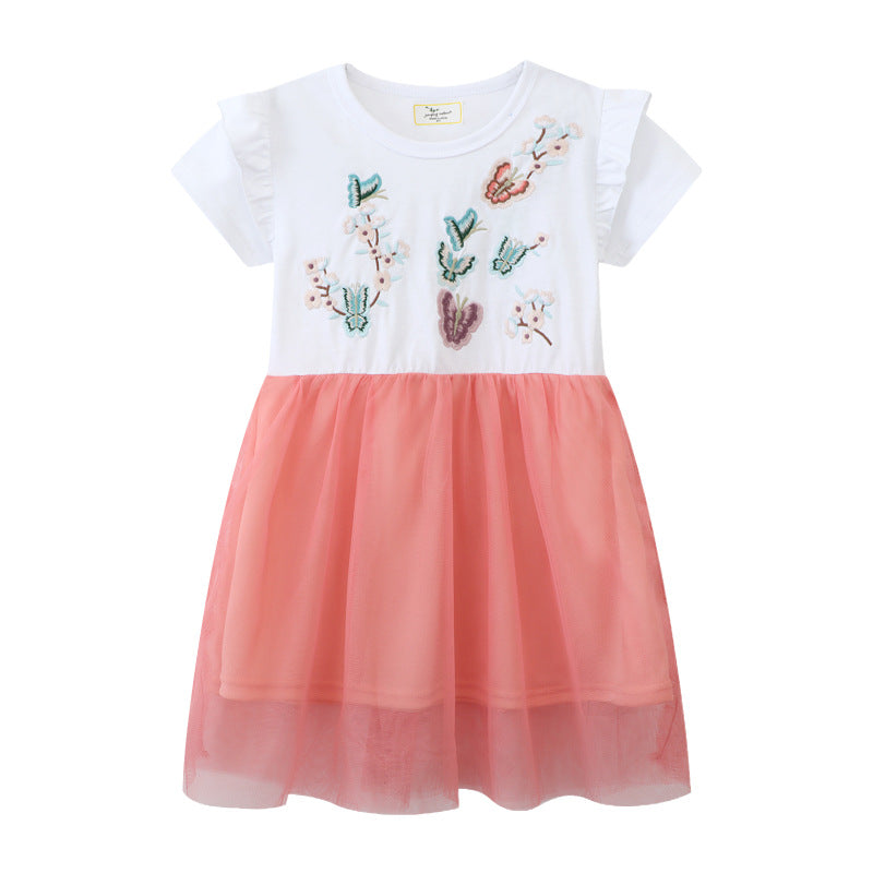 Mädchen Kurzarm Kleid mit floralem Tüllrock Echo Archiv