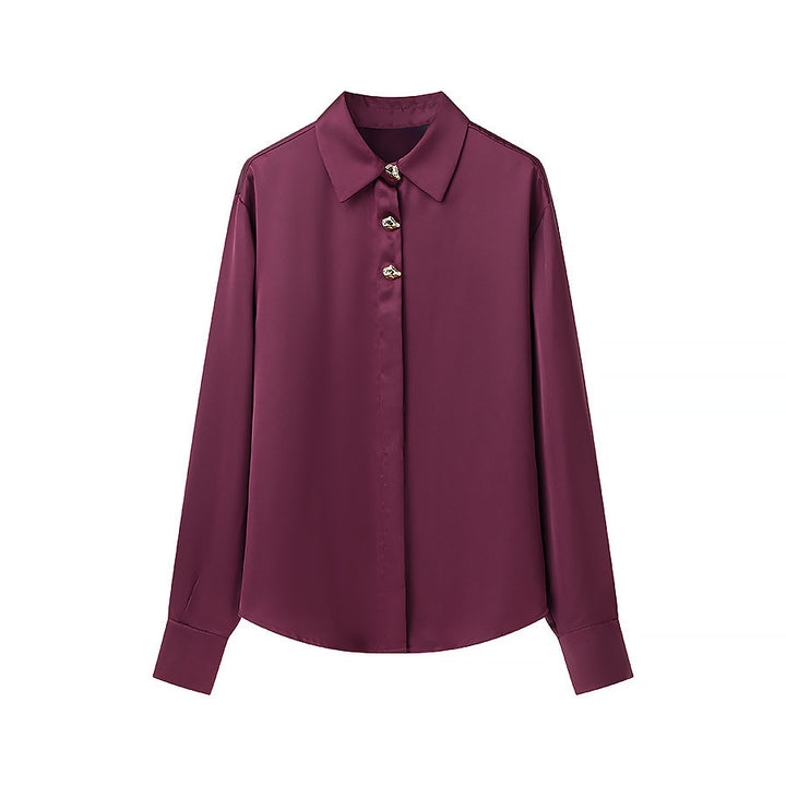 Damen Seidenoptik-Bluse mit Schmuckknöpfen und Hemdkragen Echo Archiv