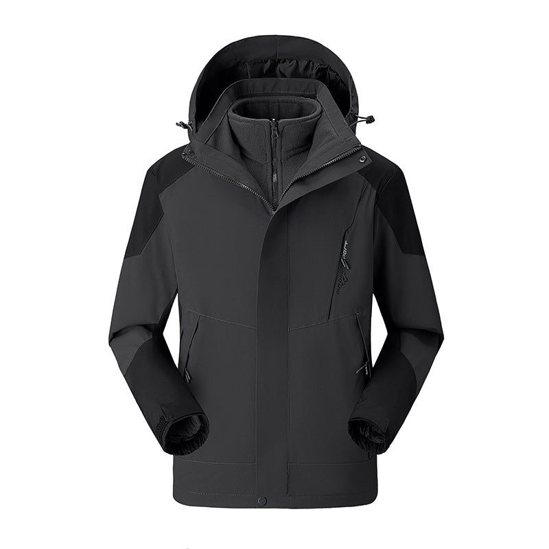 Damen Zwei-Lagen-Outdoormantel mit abnehmbarer Fleece-Innenjacke und verstellbarem Kapuzen – Avérine