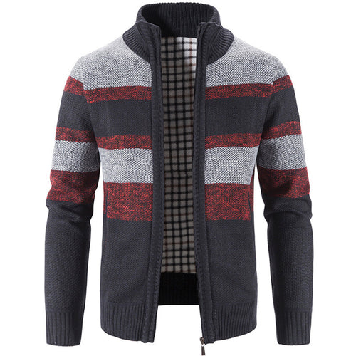 Herren Strickjacke mit hohem Kragen und kontrastierenden Mustern Echoarchiv
