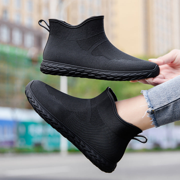 Damen Elastischer Strick-Slip-On Ankle-Sneaker mit Profilsohle Echoarhiv