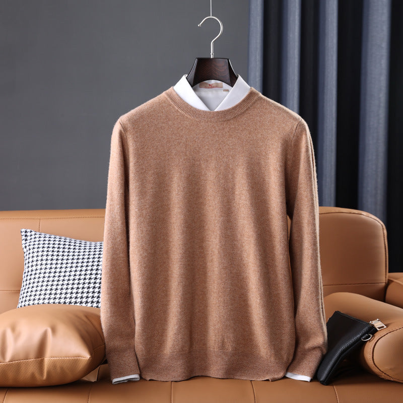 Herren Slim-Fit Rundhalspullover aus feinem Kaschmir-Mix mit dezenter Rippenkante Echoarchiv
