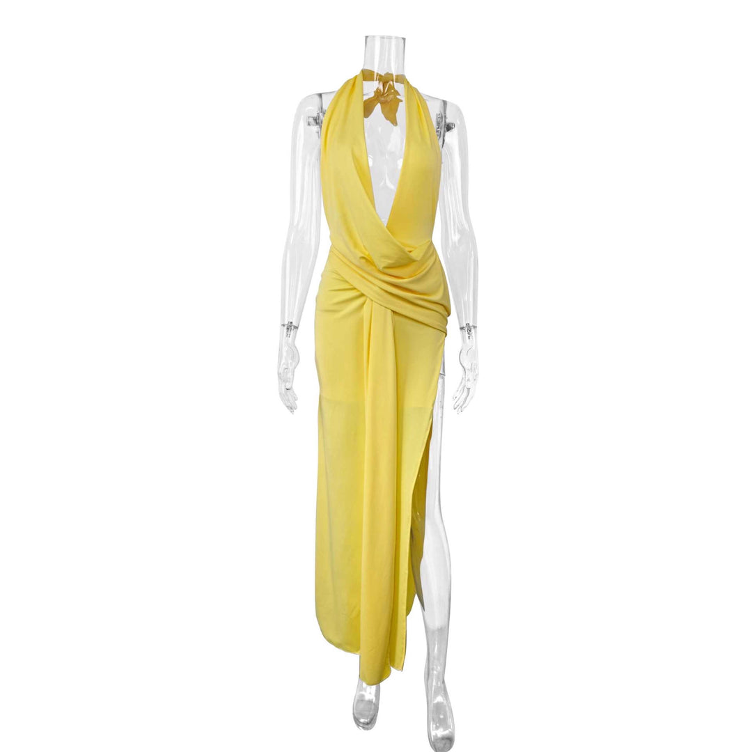 Damen Elegantes Abendkleid mit tiefem Ausschnitt und seitlichem Schlitz Echo Archiv