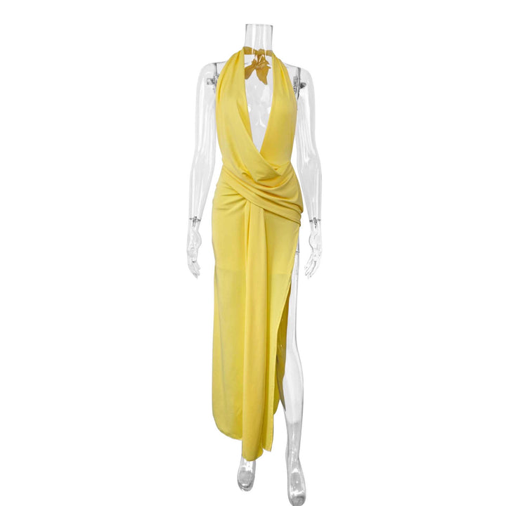 Damen Elegantes Abendkleid mit tiefem Ausschnitt und seitlichem Schlitz Echo Archiv