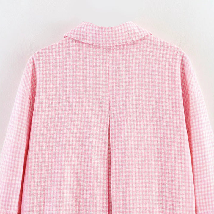 Damen Oversize-Kurzjacke mit kleinem Karo, aufgesetzten Taschen und Dekoknöpfen Echo Archiv