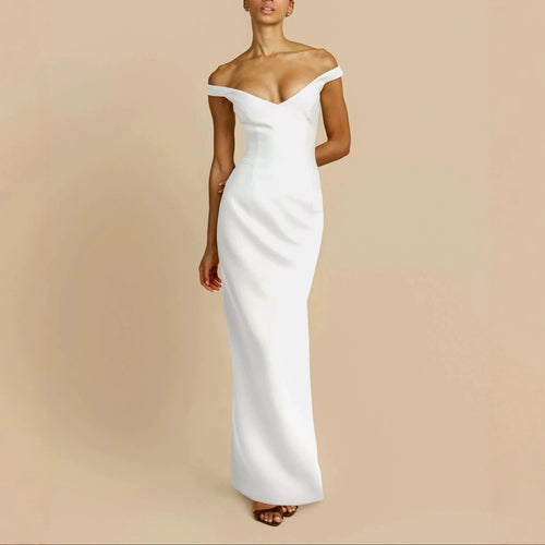 Damen Schlichtes Off-Shoulder-Maxikleid Echo Archiv