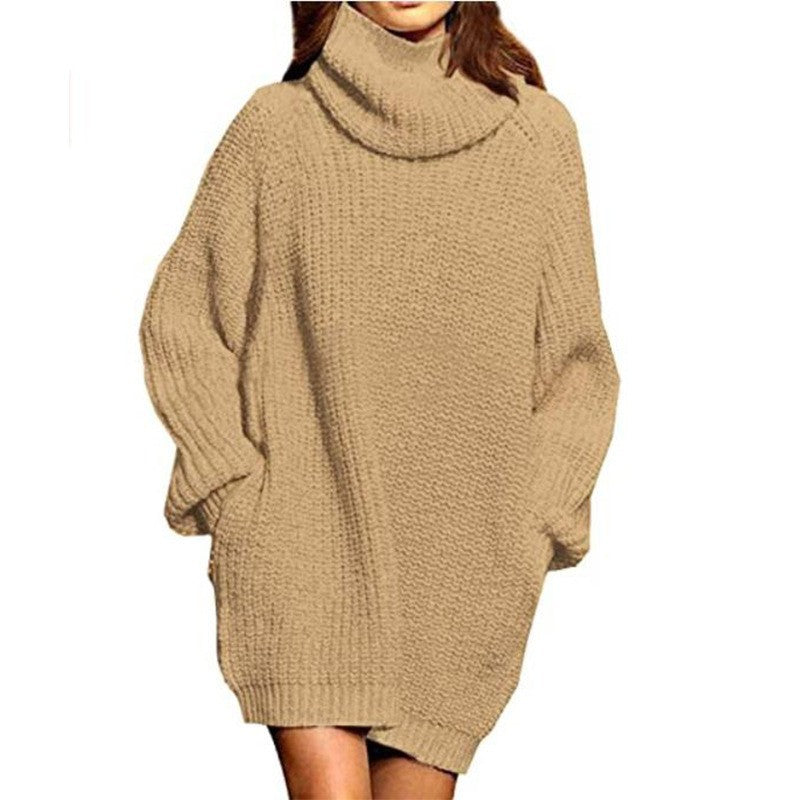 Damen Oversized Strickpullover mit hohem Kragen Echoarchiv