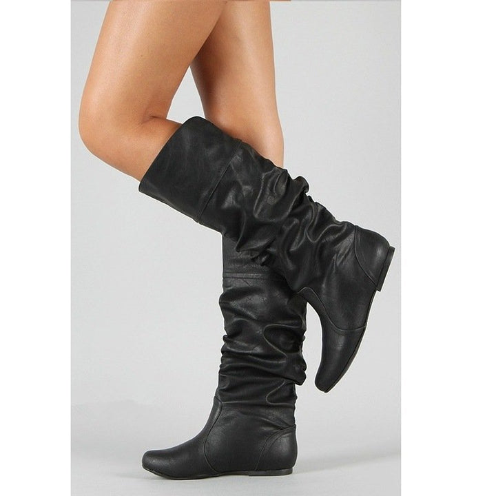 Damen nan lässige kniehohe Slouch-Stiefel mit flexiblem Schaft und flachem Absatz Echo Archiv