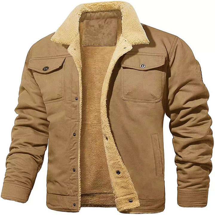 Herren Shirtjacke im Worker-Stil mit Sherpa-Futter und Pattentaschen Echoarchiv