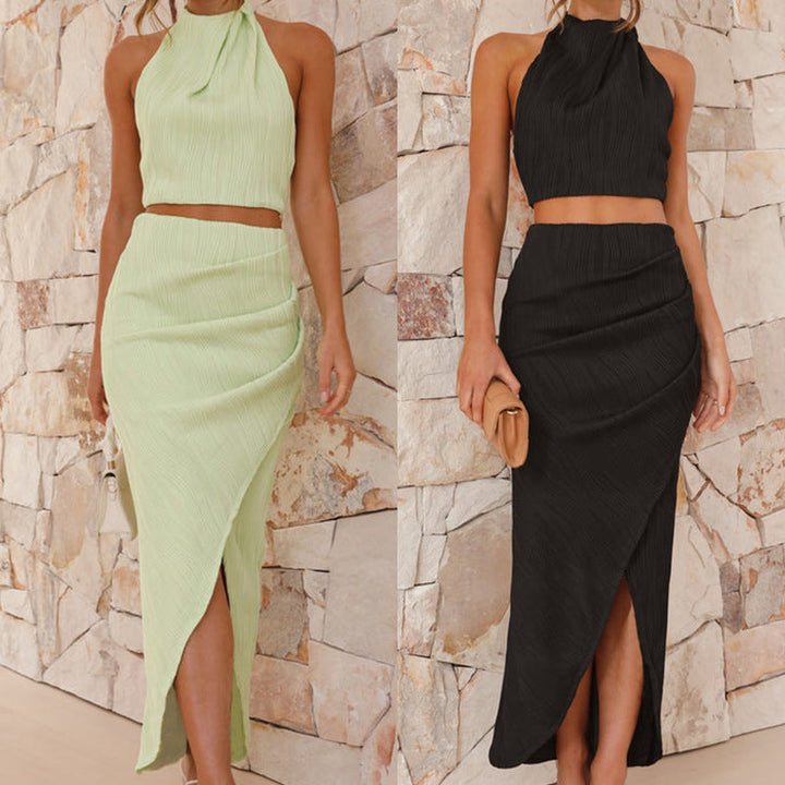 Damen Maxikleid im eleganten Hochkragenstil mit seitlichem Schlitz und figurschmeichelndem Schnitt Echoarchiv