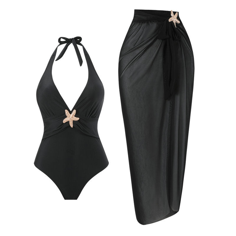 Damen Halterneck Bademode mit transparentem Pareo Echo Archiv