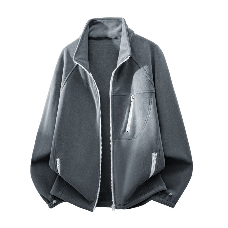 Unisex Leichte Fleecejacke mit Stehkragen, Raglanärmeln und multiplen Reißverschlusstaschen Echo Archiv