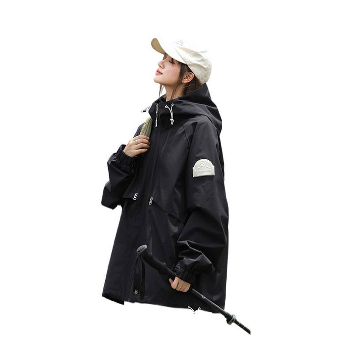 Damen Leichte Wasserabweisende Oversized Funktions-Outdoorjacke mit Kapuze Echoarchiv
