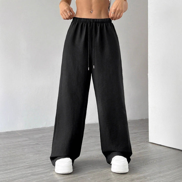 Damen Weite Lounge-Hose mit hohem Elastikbund und Kordelzug Echoarchiv