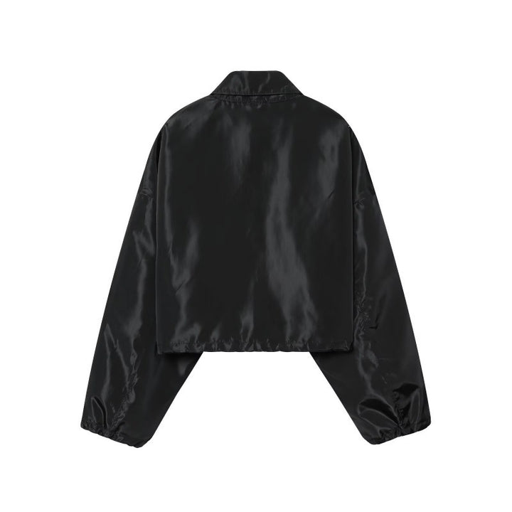Damen Cropped Bomberjacke aus Satinoptik mit Reißverschluss und elastischem Saum Echo Archiv