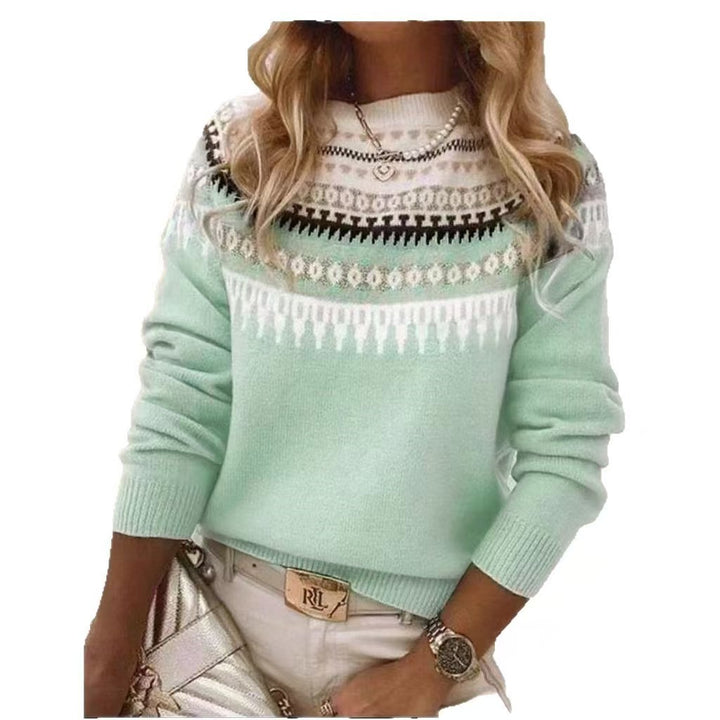 Damen nan Norwegerpullover aus Wollmix mit Rundhalsausschnitt und traditionellem Fair-Isle-Yoke Echo Archiv