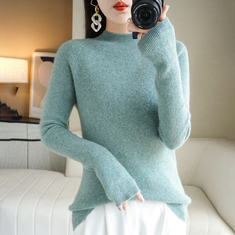 Damen Schmal geschnittener Stehkragenpullover aus leichtem Feinstrick mit feiner Rippenstruktur Echoarchiv
