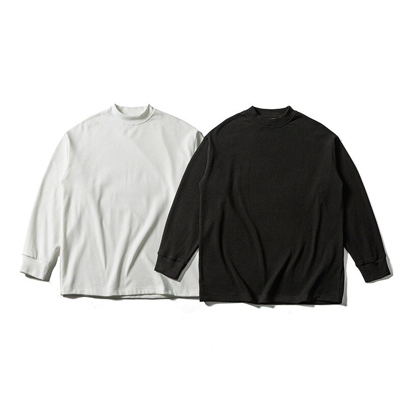 Unisex Oversize-Langarmshirt mit Mockneck aus Baumwollmischung Echoarchiv