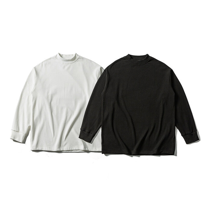 Unisex Oversize-Langarmshirt mit Mockneck aus Baumwollmischung Echoarchiv
