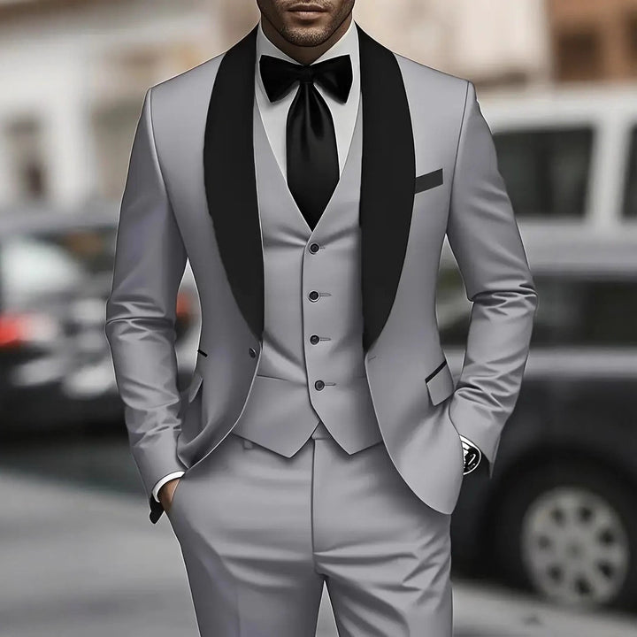 Herren elegantes dreiteiliges Anzugset mit satinierter Weste Echoarchiv