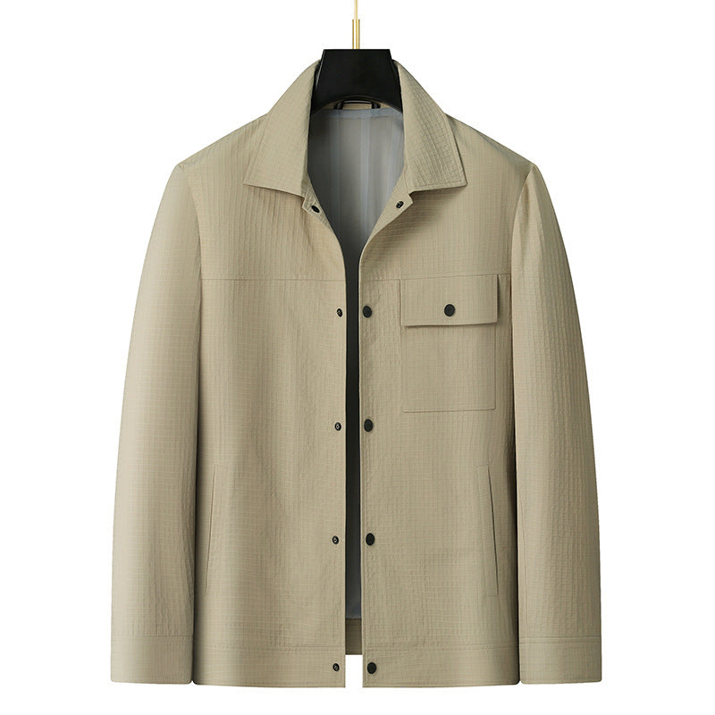 Herren Leichte Hemdjacke aus strukturierter Ripstop-Optik mit Druckknopfleiste Echo Archiv