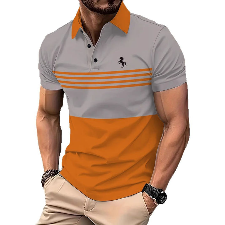 Herren Kurzarm Poloshirt mit stylischem Streifenmuster Echoarchiv