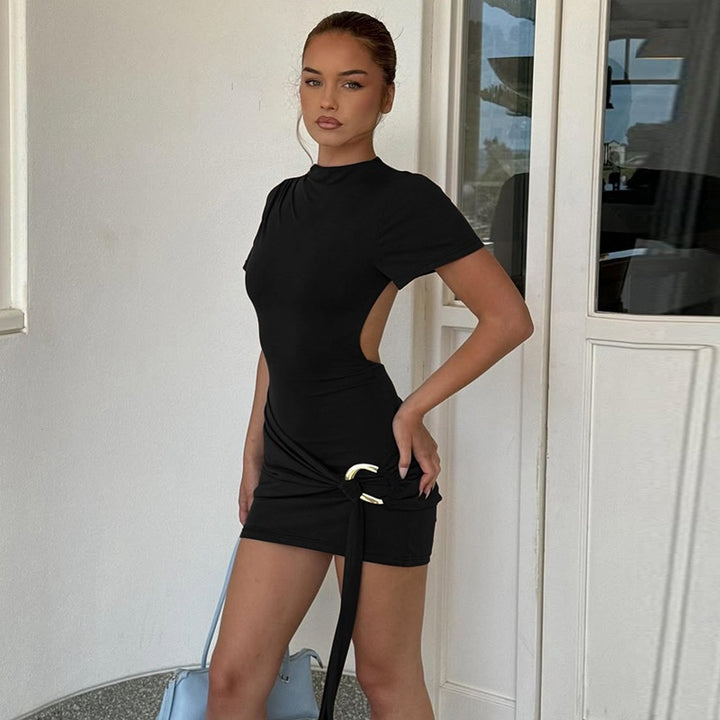 Damen Figurbetontes Kleid mit Drapierung und Schlaufe Echo Archiv