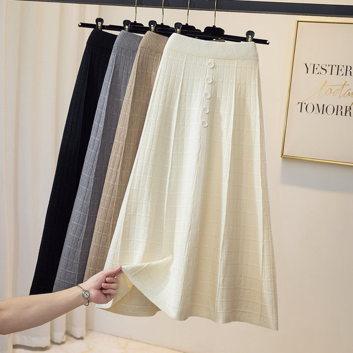 Damen Eleganter Maxirock mit Knopfdetails und strukturiertem Design Echo Archiv