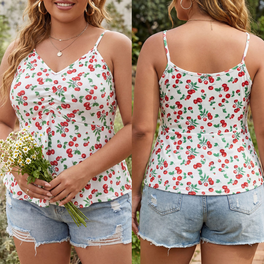 Damen, luftiges Blumenshirt mit Spaghettiträgern Echo Archiv